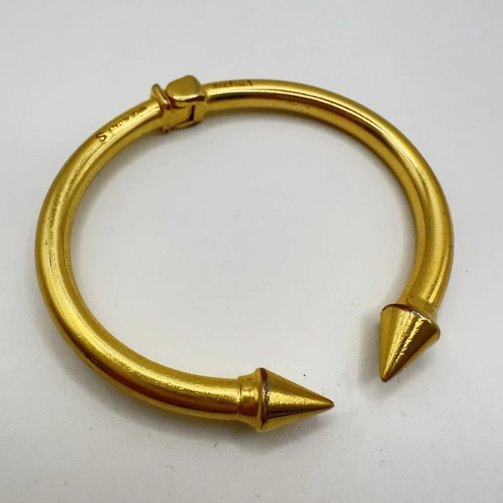 Vita Fede Mini Titan Cuff Bracelet Gold Tone Spike Hinged Bangle Sz S Italy